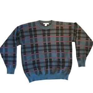 Vintage Izod Club Green Plaid Sweater